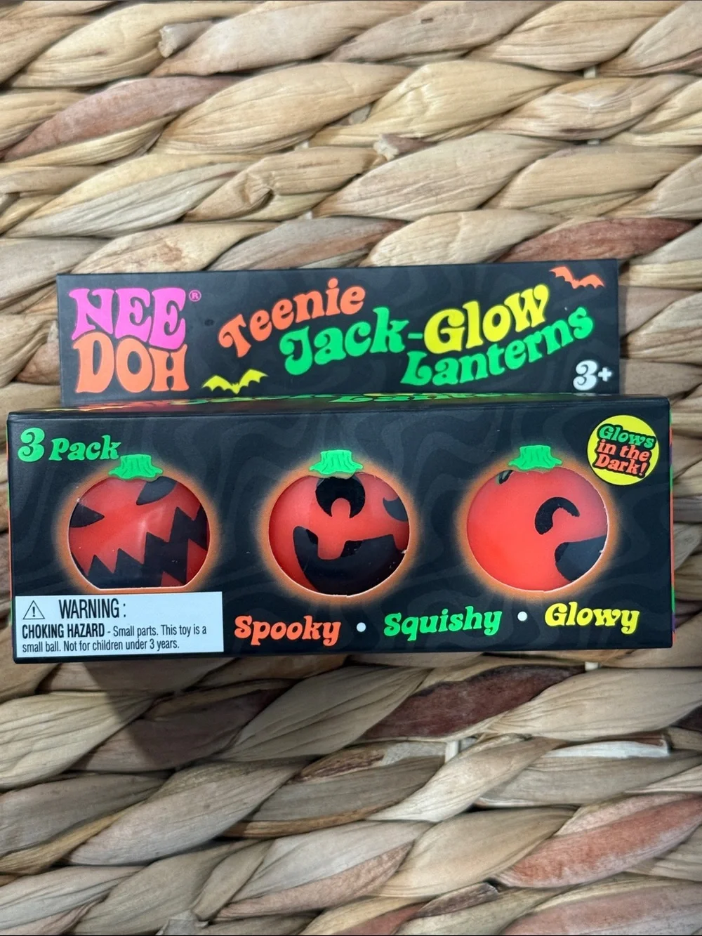 NeeDoh Glowy Ghost (removable hair), Jack-Glow-Lantern &Teenie Jack Glow Lantern